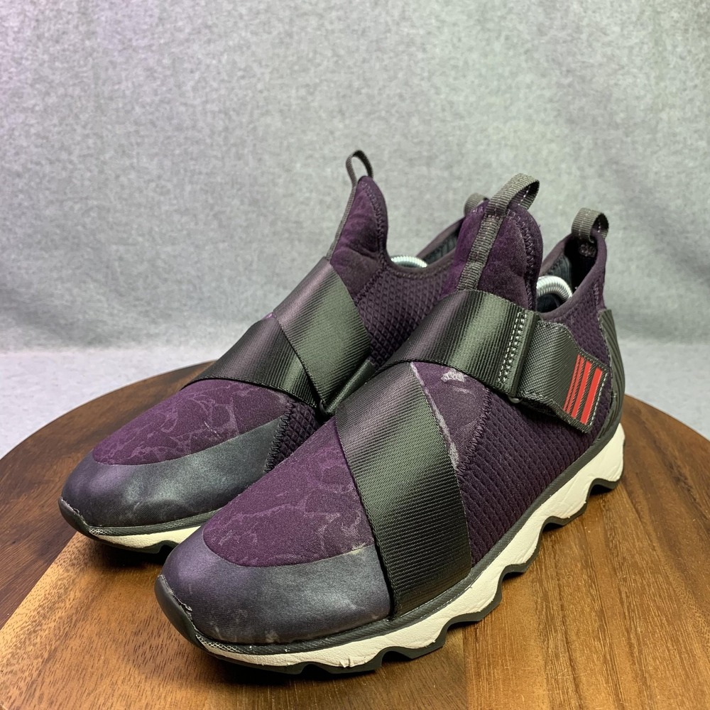 Sorel Kinetic Sneak Shoes Womens‎ 10.5 Purple Floral Strap Slip On Sneakers